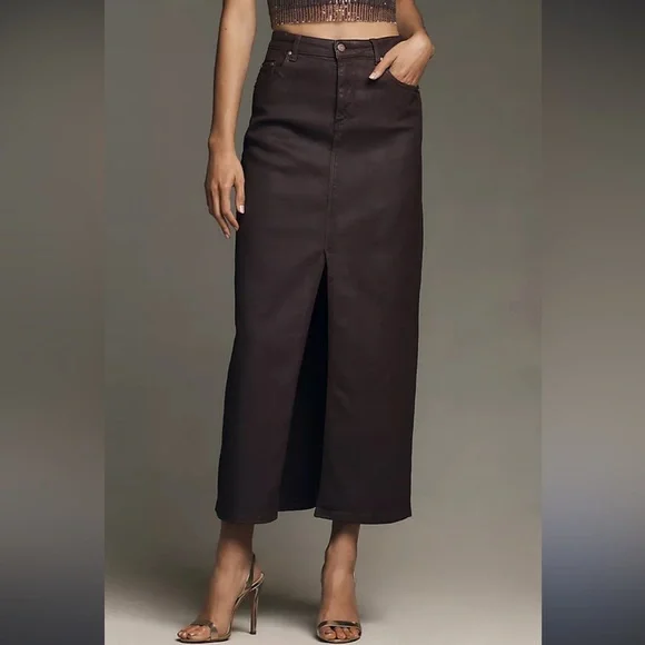 pilcro Madi Front Slit Denim Skirt - Picture 2 of 6